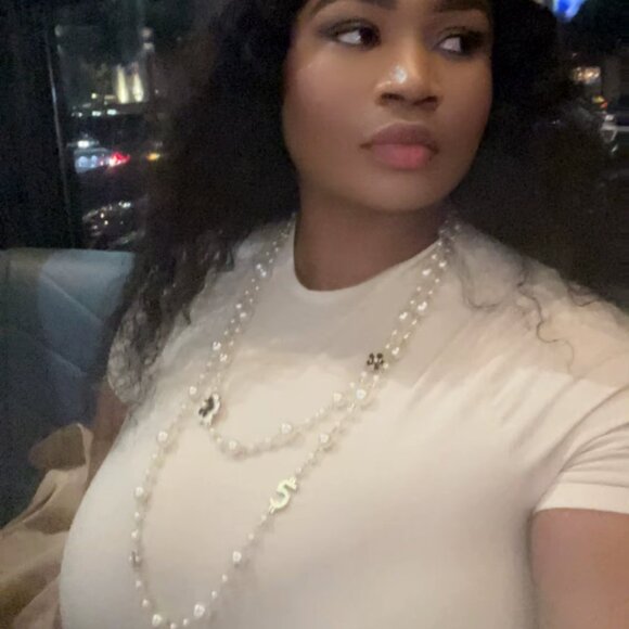 New Pearl Camellia Number5 Flower Double Long Necklace - Picture 2 of 16